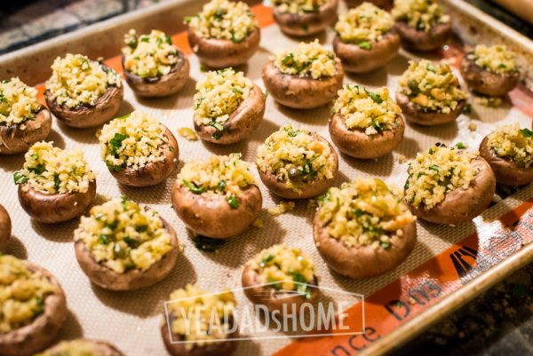 stuffed mushroom appetizers ready for the oven | yeadadshome.com