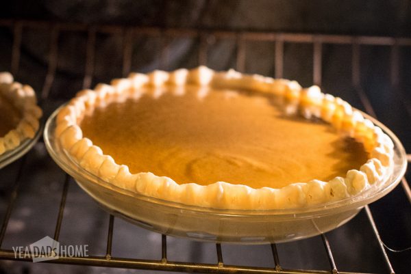 pumpkin pie in the oven